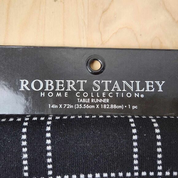 Robert Stanley Black White Plaid Check Grid Reversible Table Runner Scarf 14x72 - Picture 3 of 6